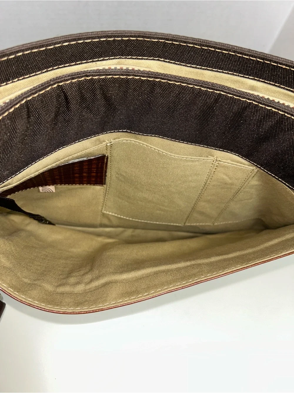 Boconi Brown Leather Laptop Crossbody Messenger Bag